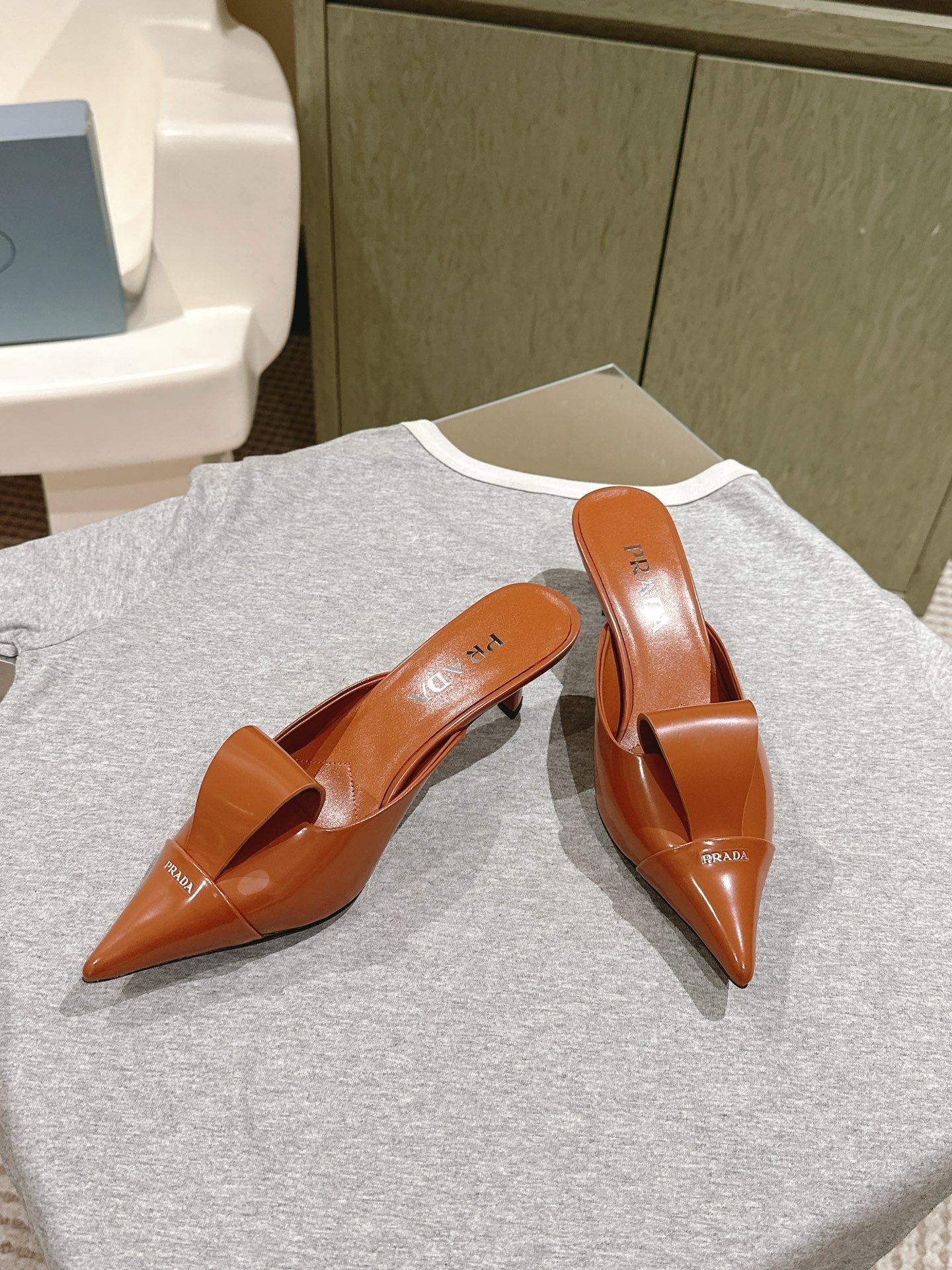 PRA 2026S High Heel Mule 65 Camel Brown Sheepskin 657671