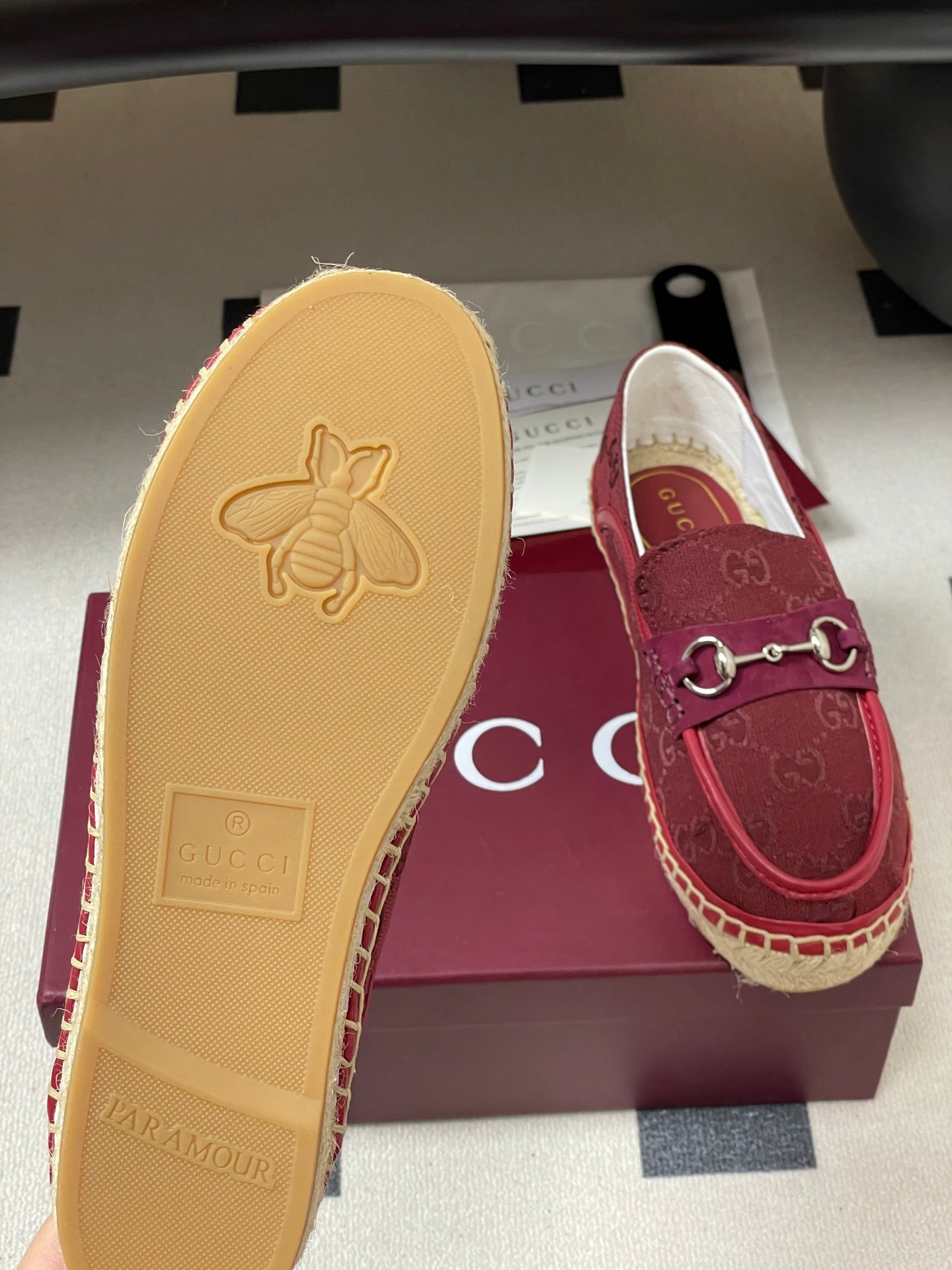 GG 26ss Slip-on Loafers Red Double G Canvas 593493