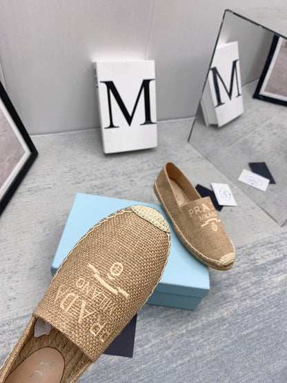 Prada 2026 Loafers Beige Raffia Rope Sole 731190