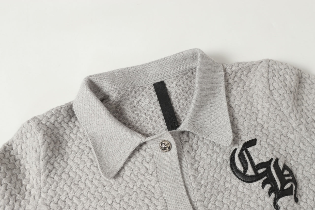 Chrome-Hearts Gothic Cross Knit Cardigan - Black Grey Streetwear Jacket 904