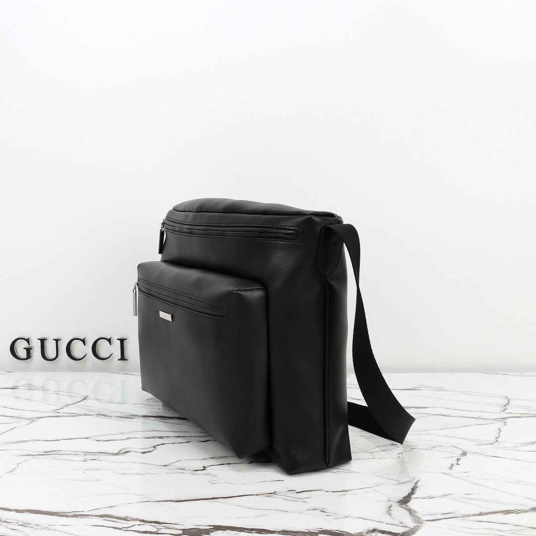 Gucci 2026 Tag Large Crossbody Bag Black Calfskin