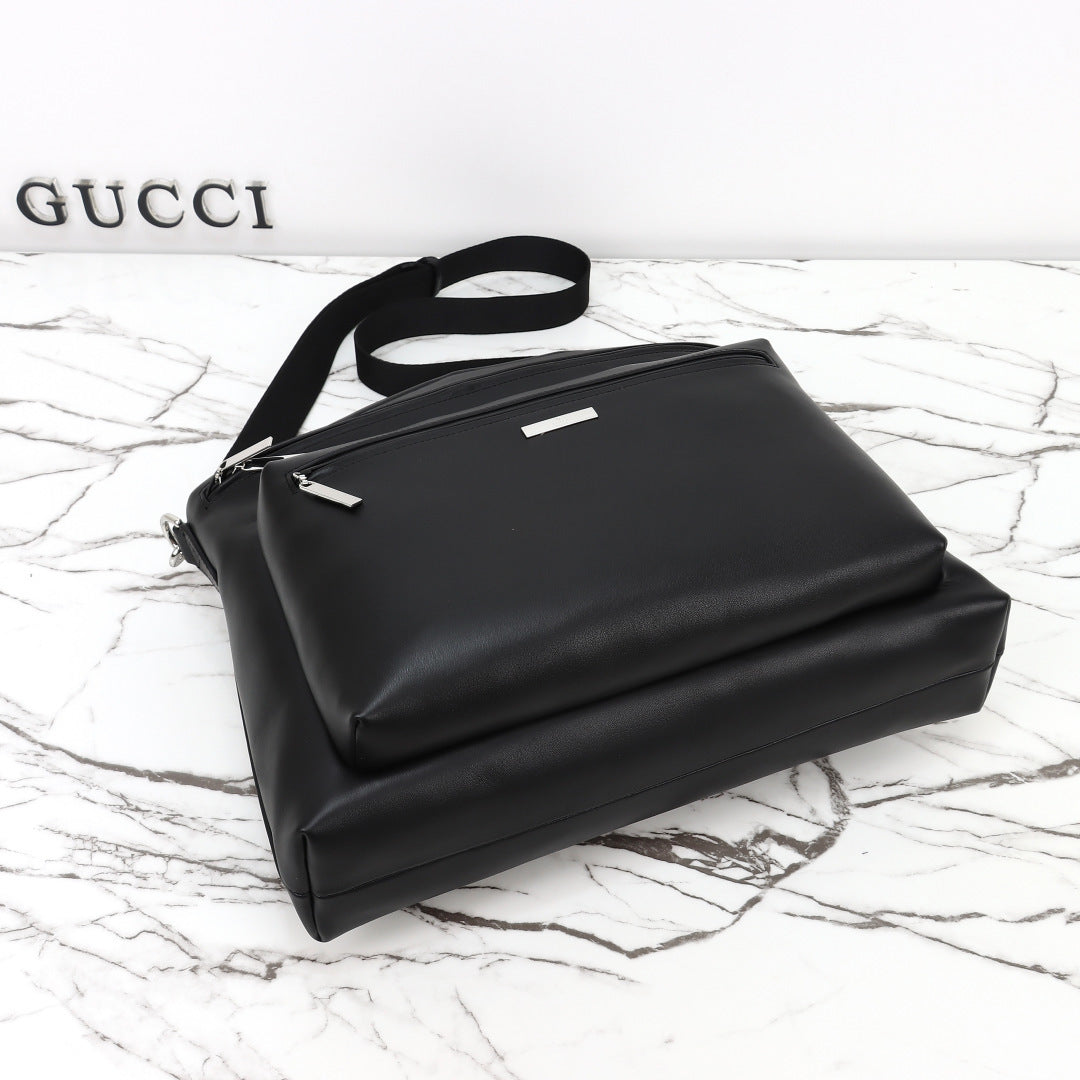 Gucci 2026 Tag Large Crossbody Bag Black Calfskin