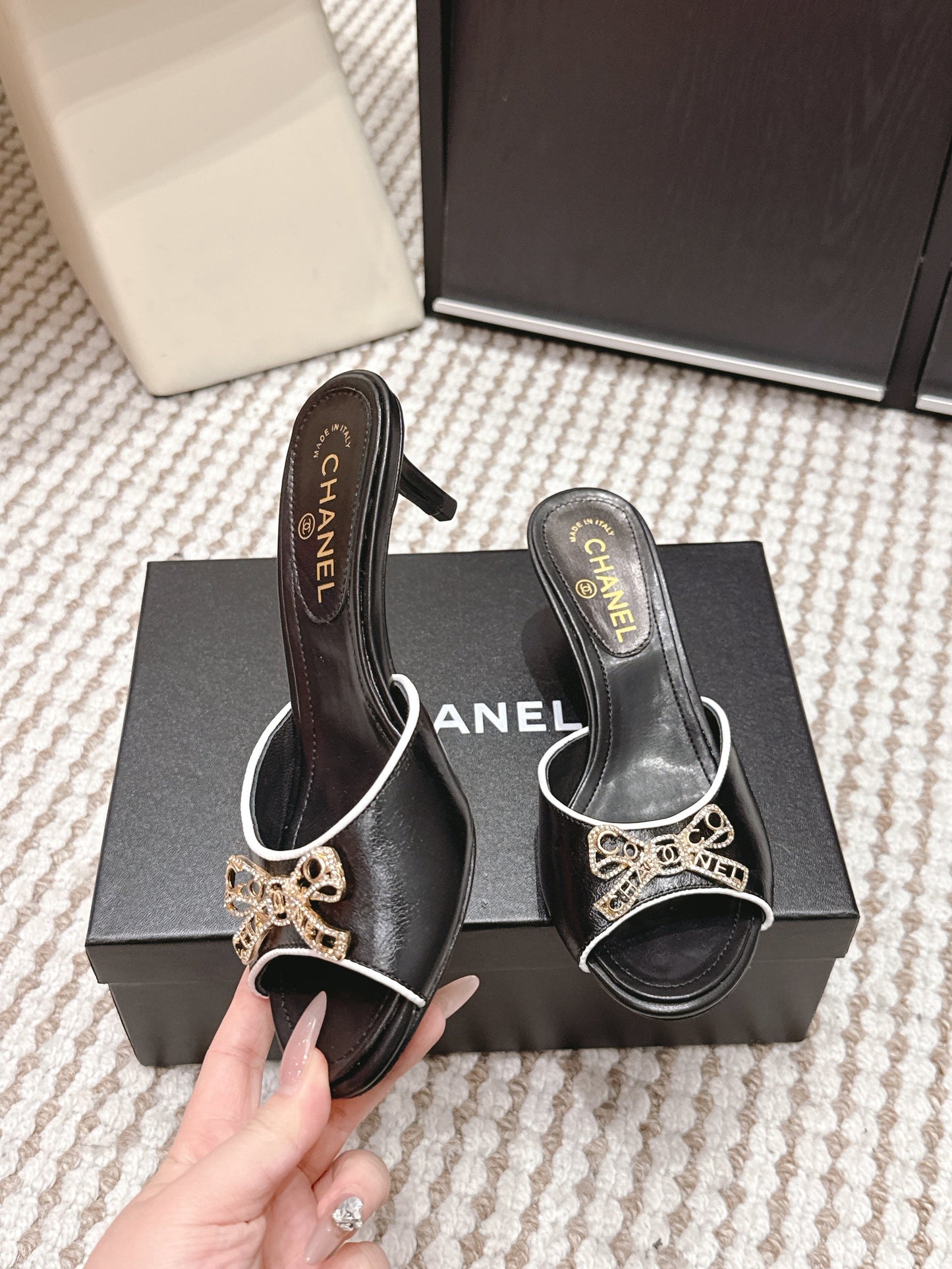 CC 26s Stiletto Sandals 55 Beige Calfskin 652568