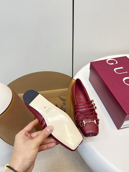 GG 26SS Ballet Flats Burgundy Sheepskin 645706