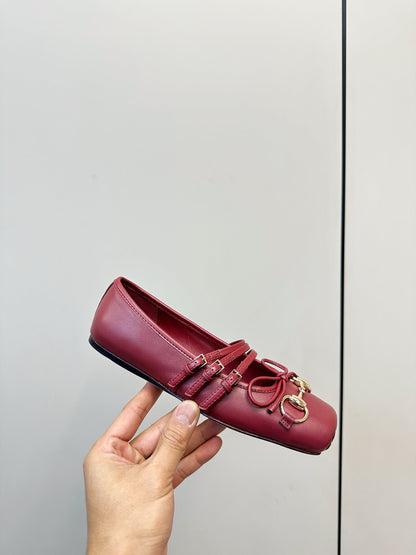 GG 26SS Ballet Flats Burgundy Sheepskin 645706