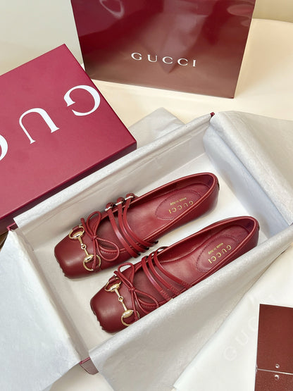 GG 26SS Ballet Flats Burgundy Sheepskin 645706