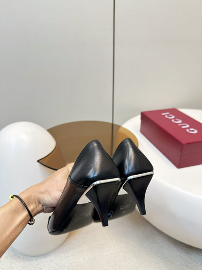 GG 26SS High Heels Pump Black Calfskin 645692