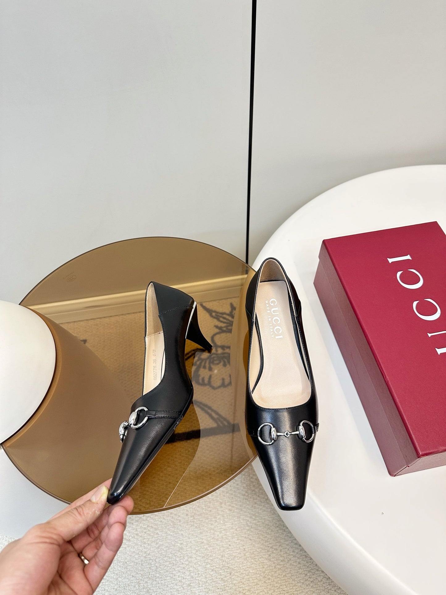 GG 26SS High Heels Pump Black Calfskin 645692