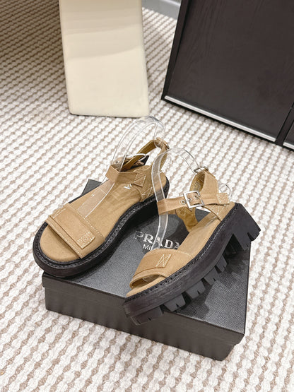 PRA 2026S Roman Sandals Beige Canvas 657522