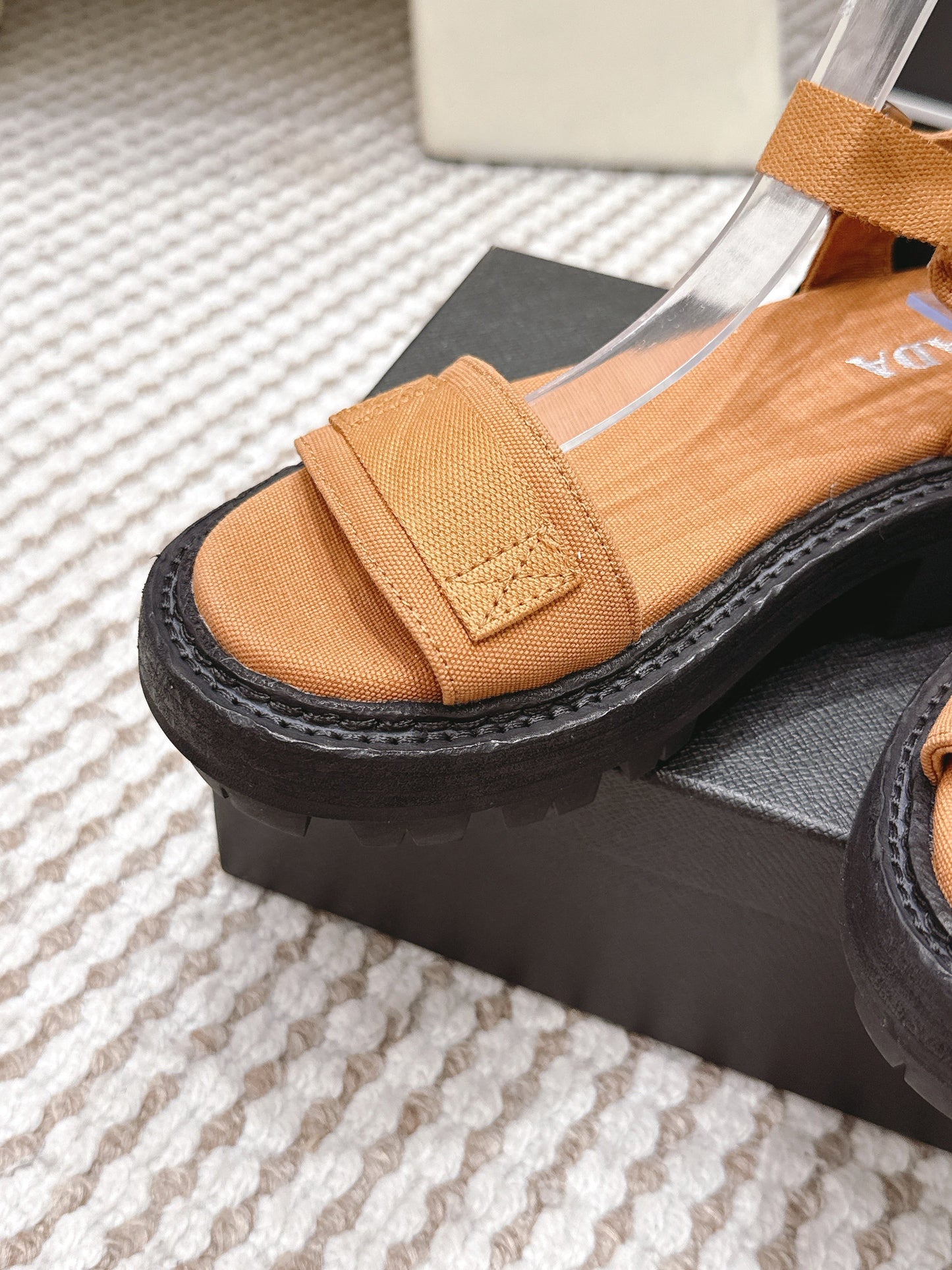 PRA 2026S Roman Sandals Tan Brown Canvas 657523