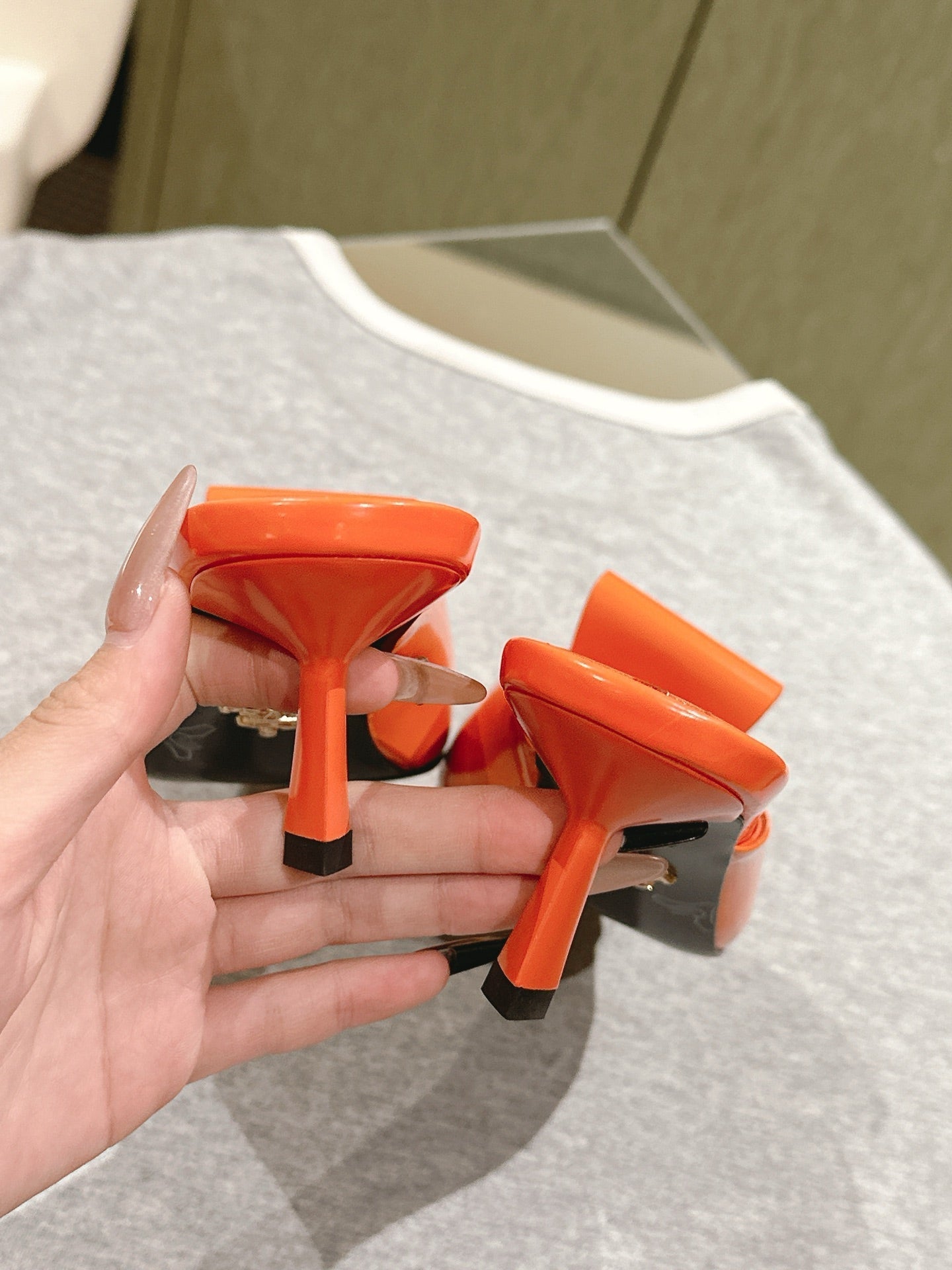 PRA 2026S High Heel Mule 65 Orange Sheepskin 657670