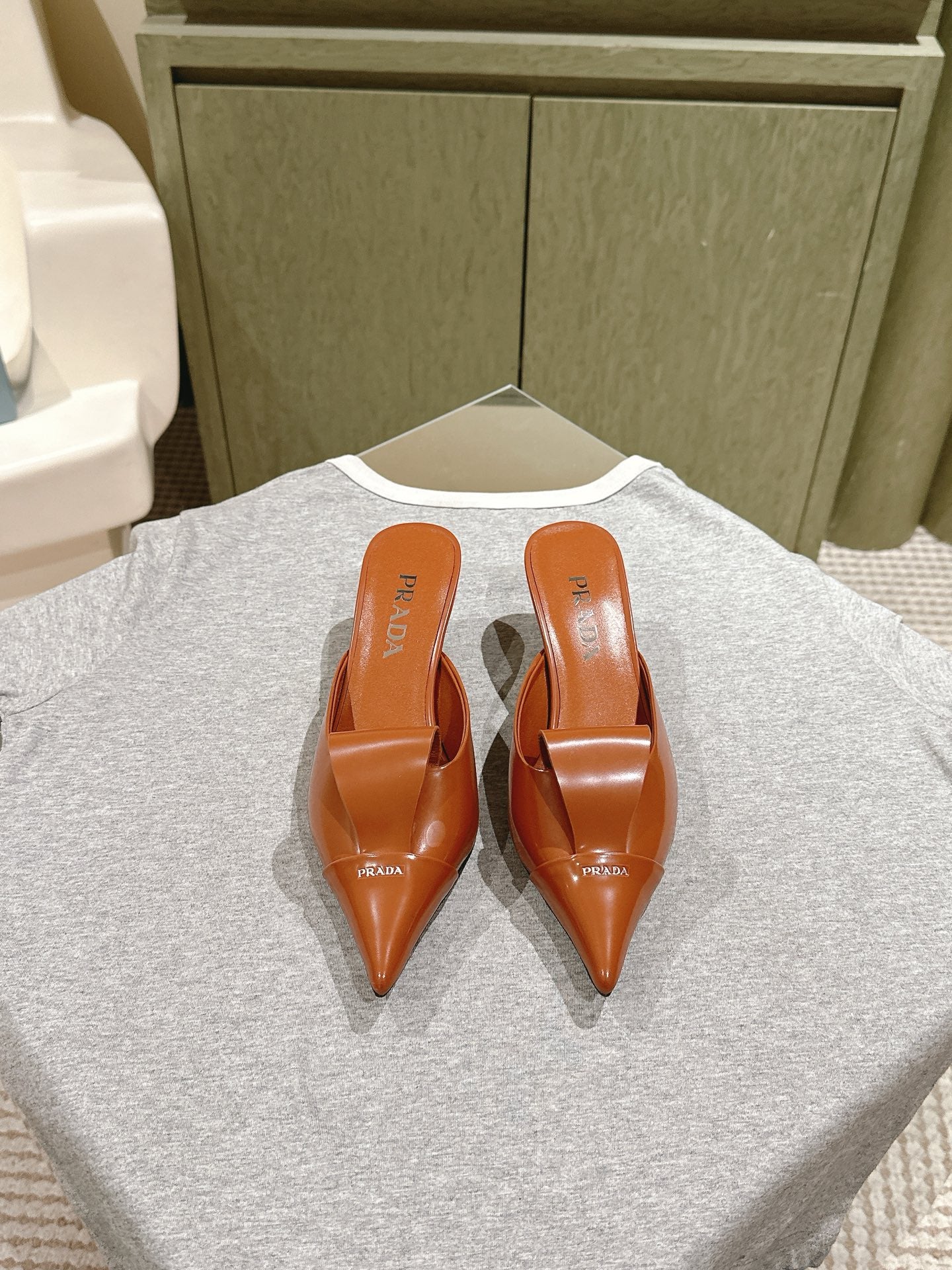 PRA 2026S High Heel Mule 65 Camel Brown Sheepskin 657671