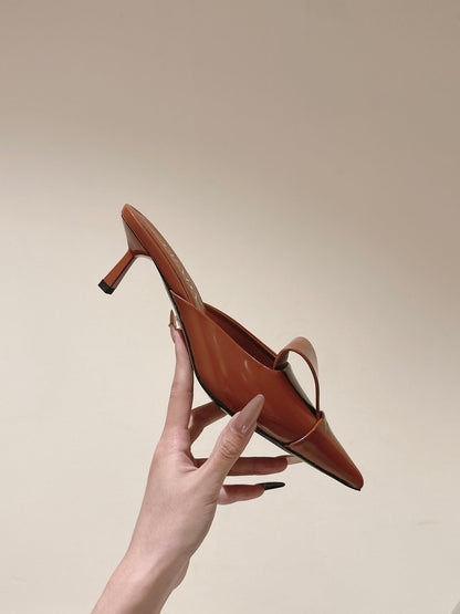 PRA 2026S High Heel Mule 65 Camel Brown Sheepskin 657671