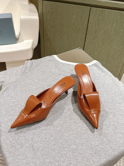 PRA 2026S High Heel Mule 65 Camel Brown Sheepskin 657671