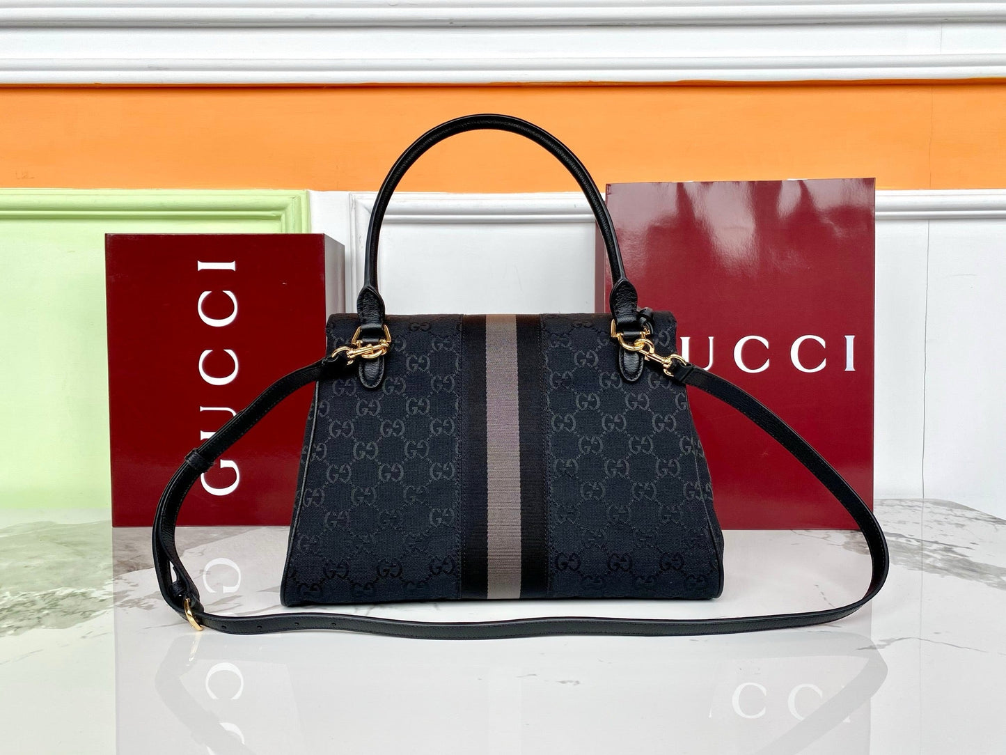Gucci 2026 Paparazzo Bag Black mix Grey Canvas Leather