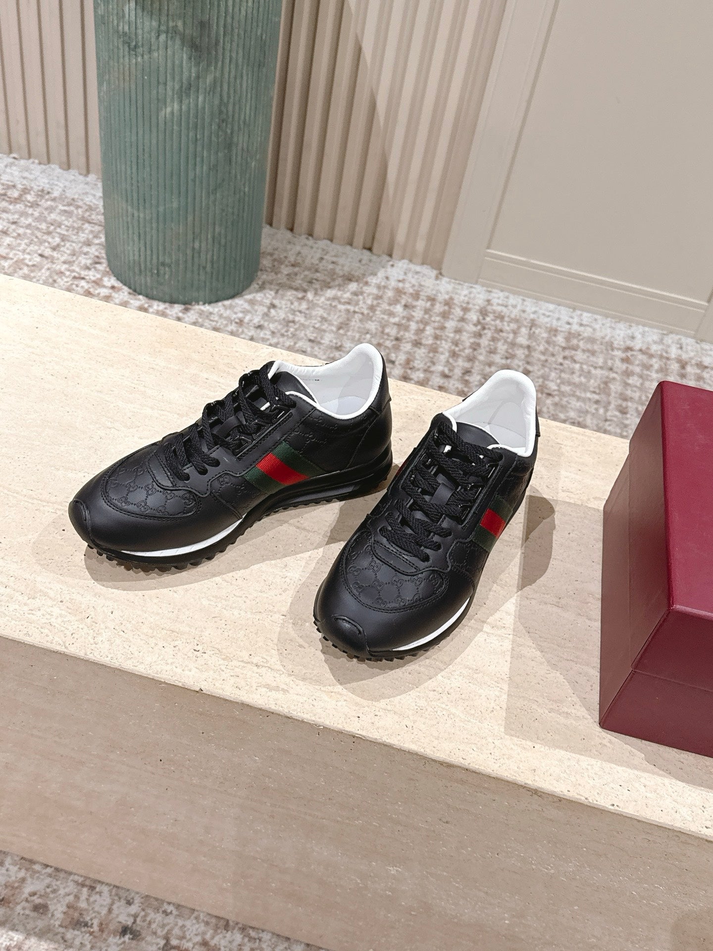 GG 26 Couple Sneakers Dark Red Beige Cowhide 630703