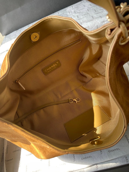 Chanel 2026 Hobo Beach Tote Bag 33cm Tan Suede