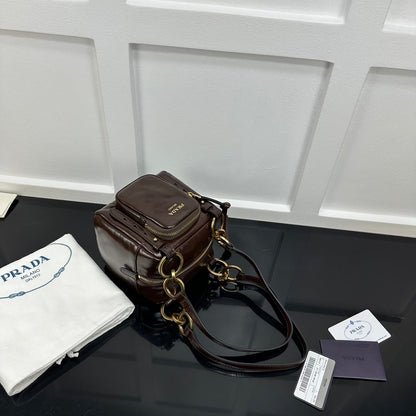 Prada 2026 Dangle Mini Handbag 14.5cm Patent Calfskin
