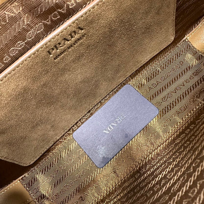Prada 2026 Hobo Bowling Shoulder Bag 27cm Brown Suede Calfskin