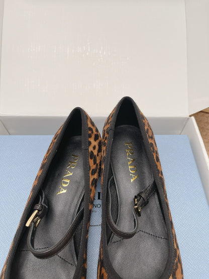 Prada 2026 Ballet Flat Leopard Calf Hair 854615