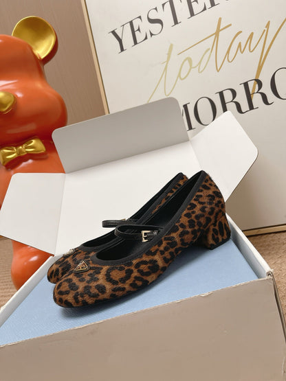 Prada 2026 Ballet Flat Leopard Calf Hair 854615