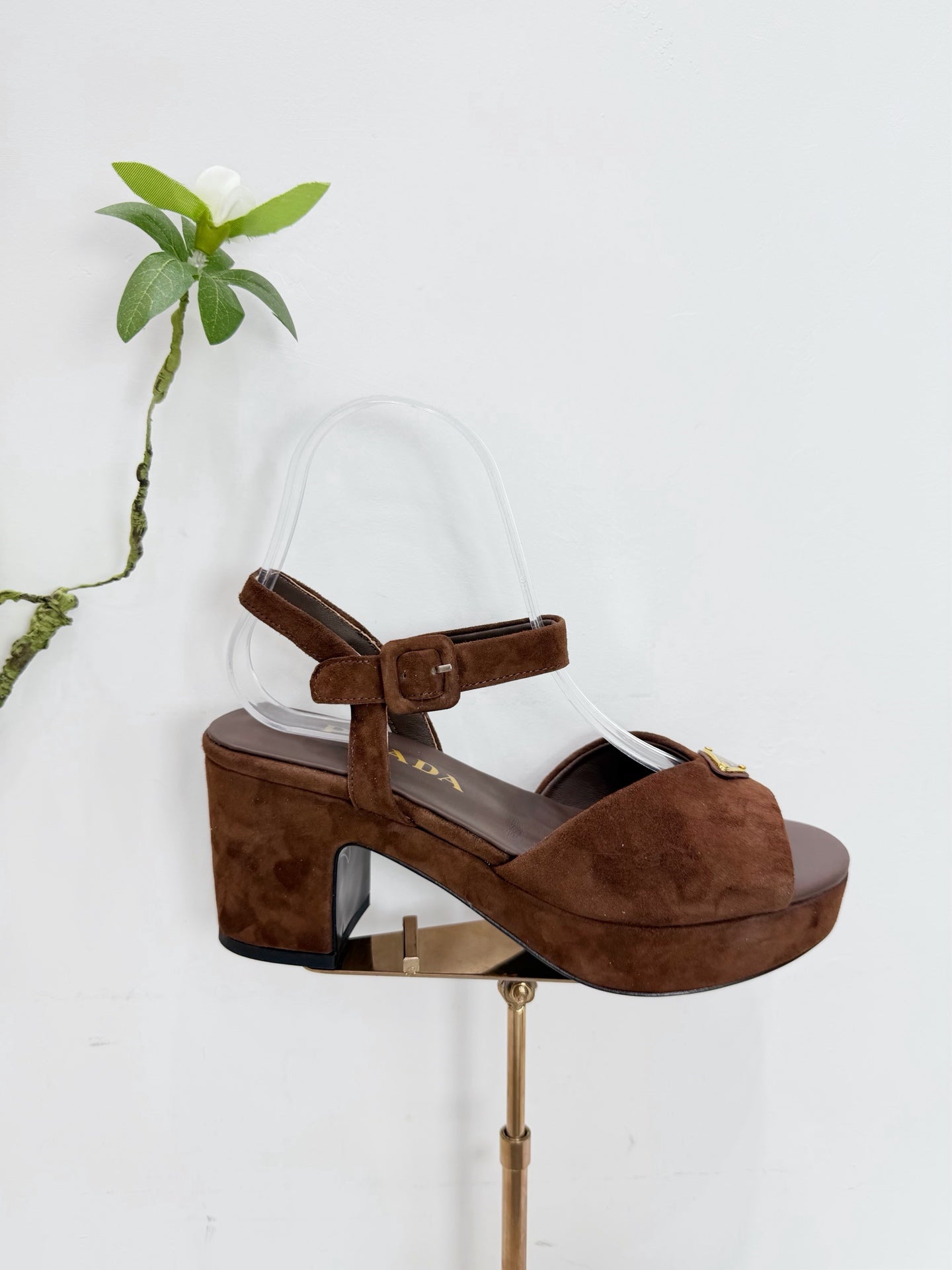 PRA 26SS Platform Sandals 75 Dark Brown Suede Sheepskin 592389