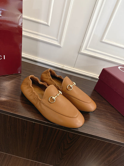 GG 26SS Loafers Camel Brown Calfskin 645950