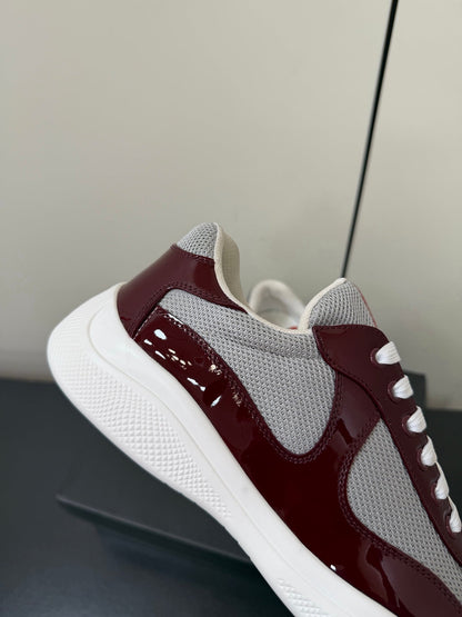 PRA 26S Casual Sneakers Burgundy Gray Patent Leather 618919
