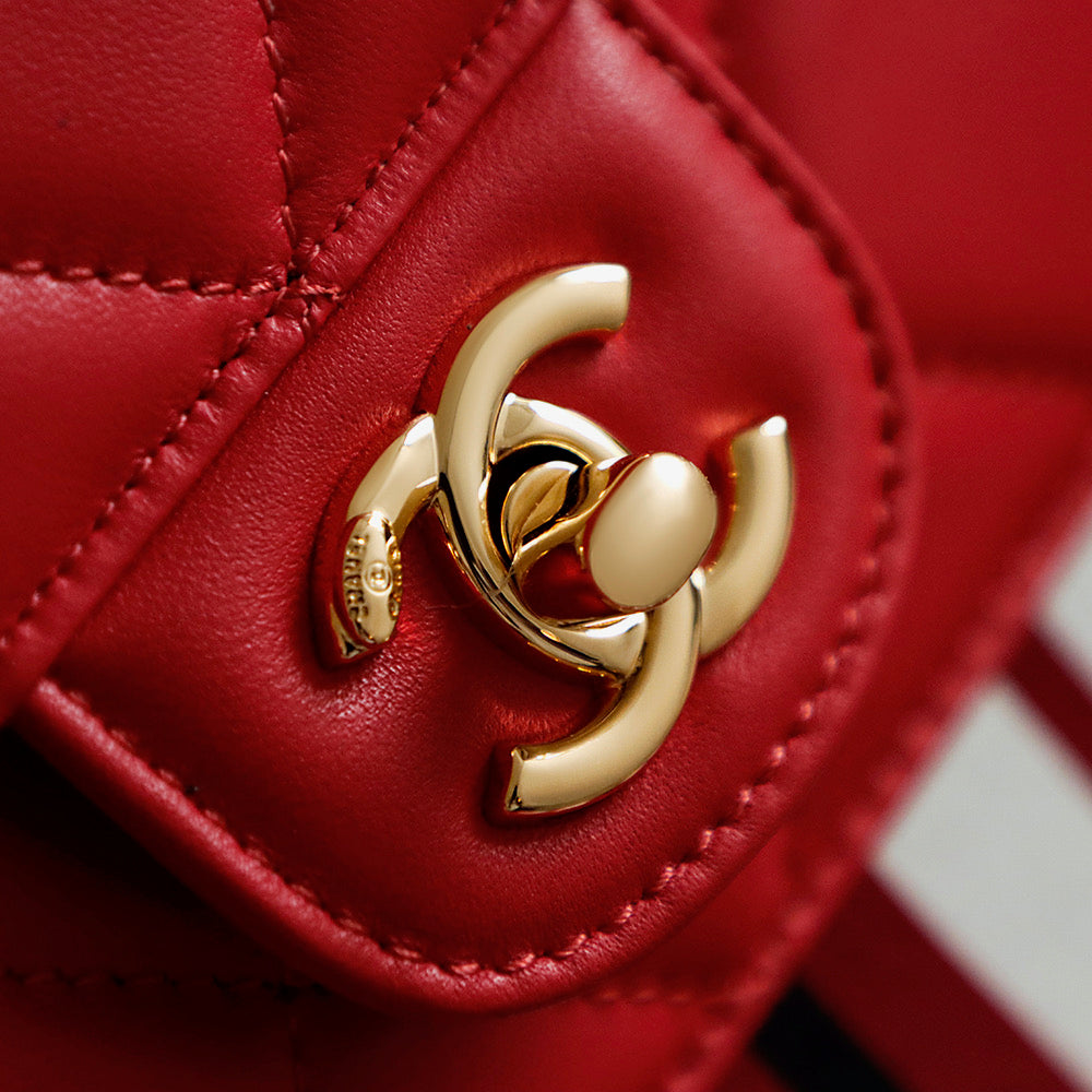 Chanel 2026 Bag 54cm Red Mix Colors Canvas Leather