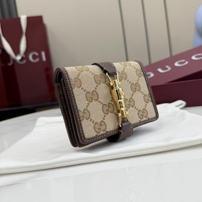 Gucci 2026 Jackie Wallet 11cm Brown Canvas Leather