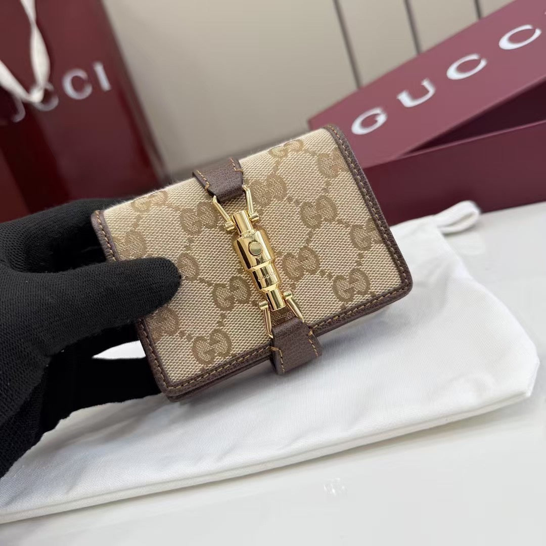 Gucci 2026 Jackie Wallet 11cm Brown Canvas Leather