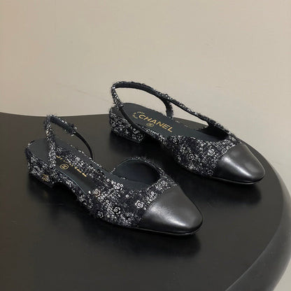 CC 26s Slingback Black Tweed Sheepskin 649420