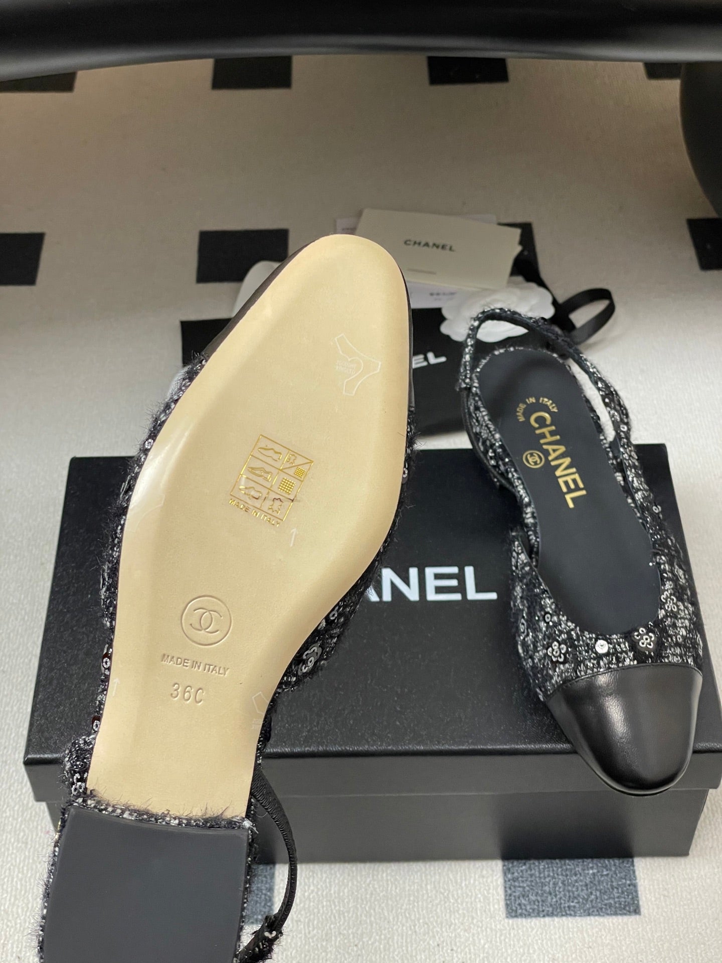 CC 26s Slingback Black Tweed Sheepskin 649420