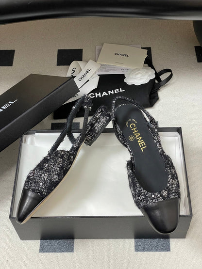 CC 26s Slingback Black Tweed Sheepskin 649420