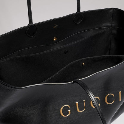 Gucci 2026 NY Large Tote Bag 42cm Black Canvas Leather