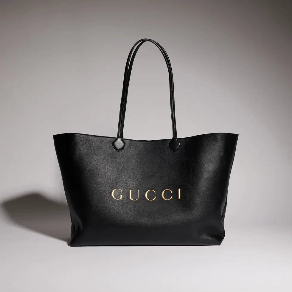 Gucci 2026 NY Large Tote Bag 42cm Black Canvas Leather