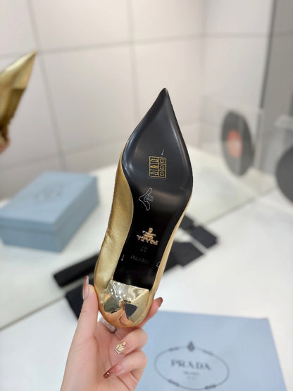 PRA 26S Pointed Toe High Heels 55 Metallic Gold Suede 627128
