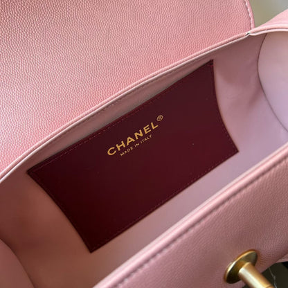 Chanel 2026 Bowling Ball Cylinder Bag 20.5cm Pink Caviar Leather 345494